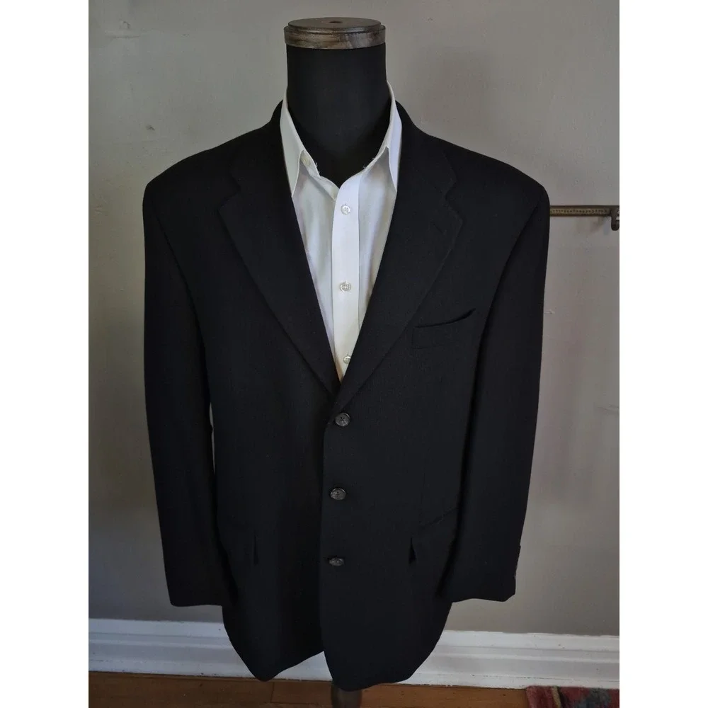 Lauren Ralph Lauren Mens Wool Sports Coat 44L Black 3 Button Blazer